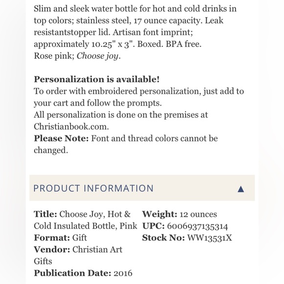 NIB ‘Choose Joy’ raspberry color double wall insulated bottle 17oz vacuum seal - Picture 5 of 8